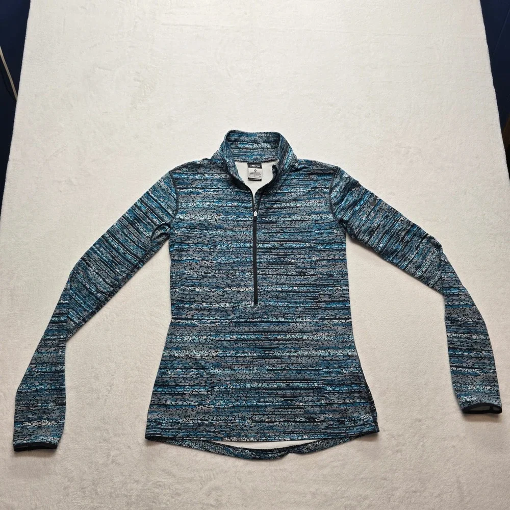 Nike Pro Dri-FIT Athletic Quarter Zip Pullover Blue Black Women's‎ M